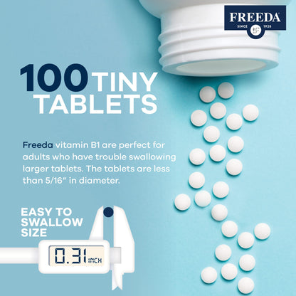 Authentic Freeda Thiamin B1 100mg bottle illustrating nervous system health benefits