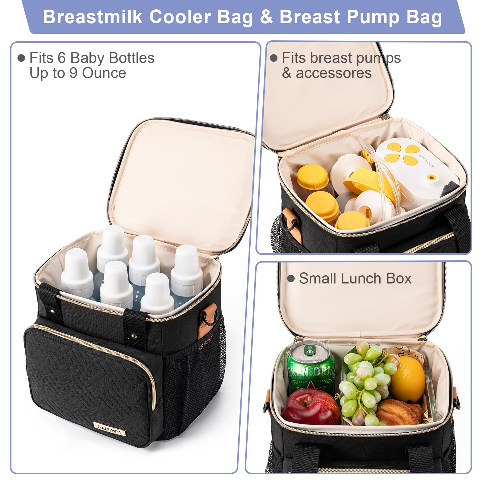 Babeyer cooler bag open showing interior waterproof lining