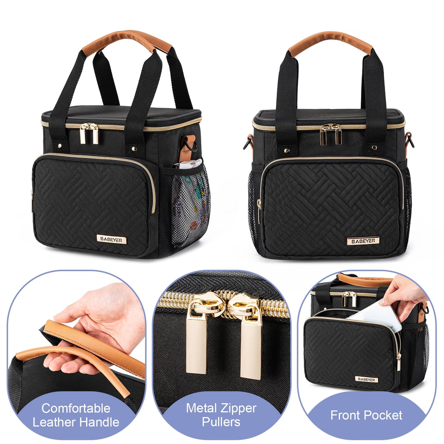 Babeyer nursing bag with expandable top layer open
