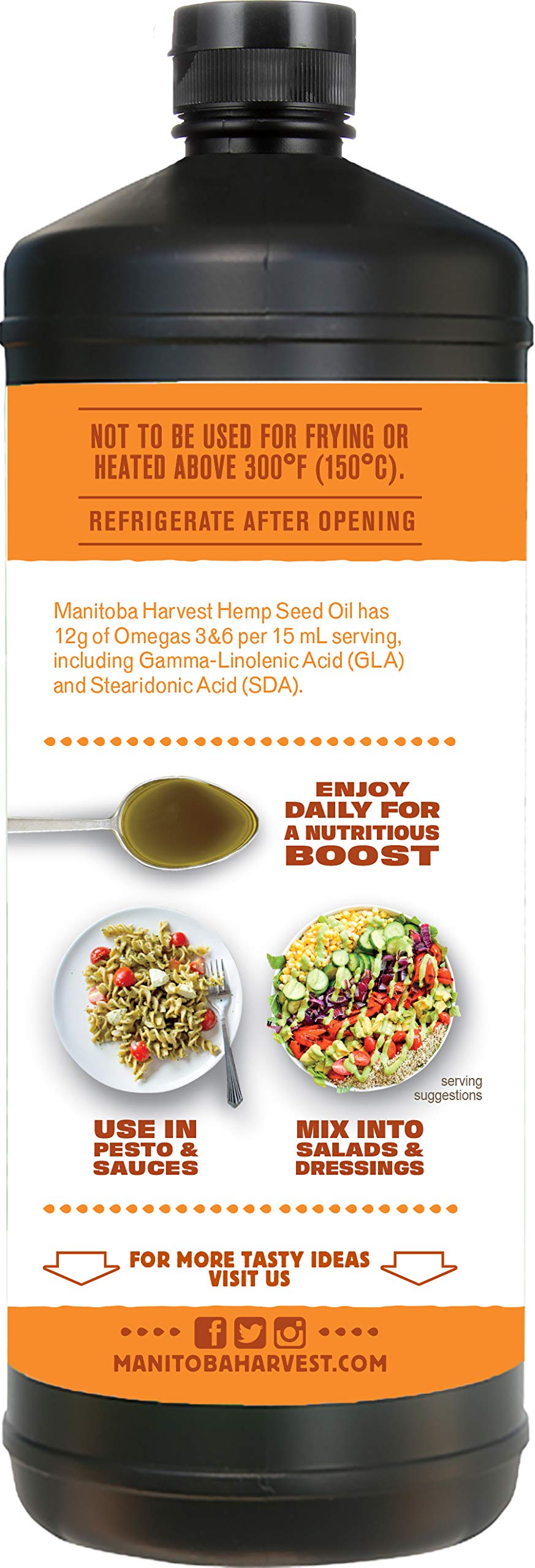 Top view of Manitoba Harvest premium quality hemp seed oil