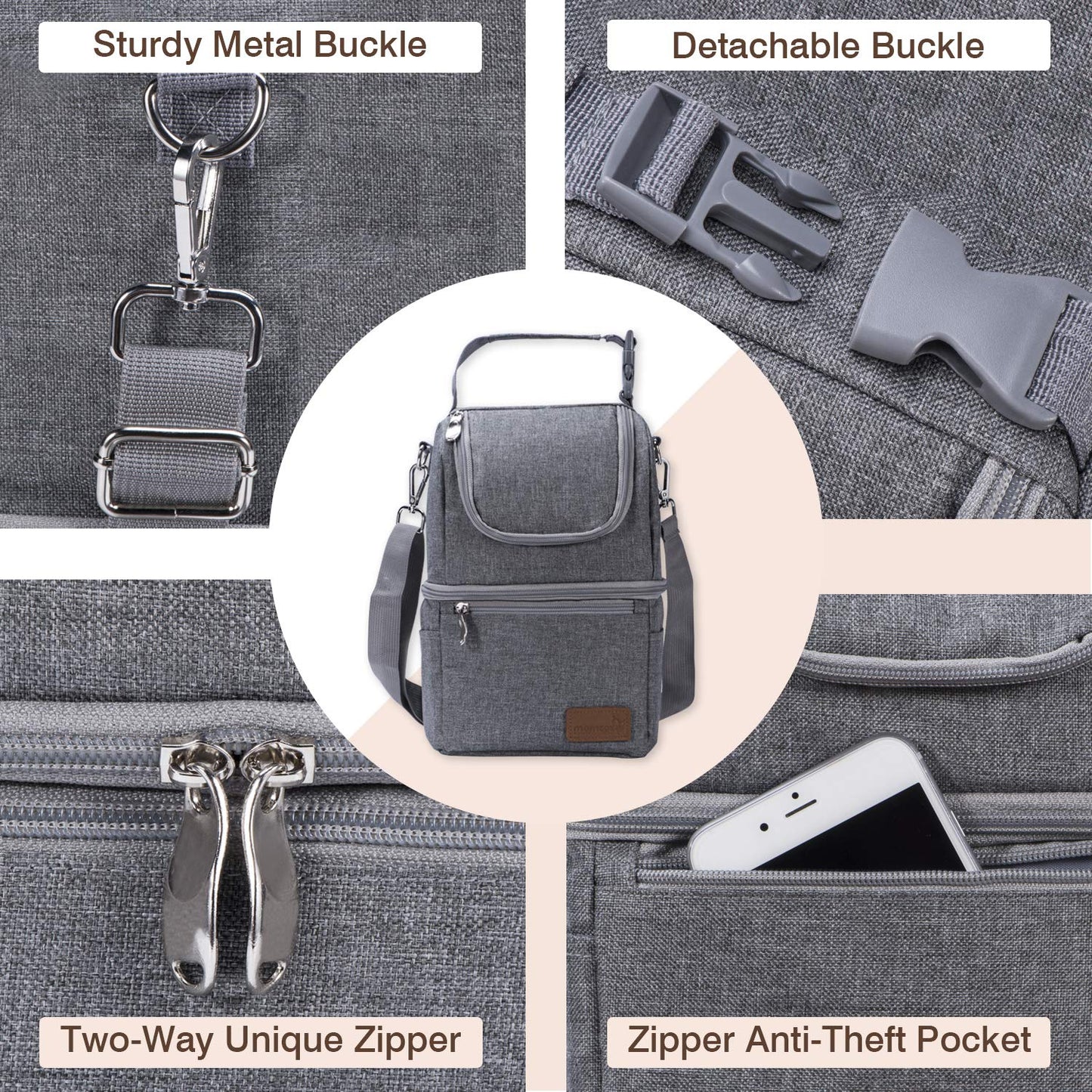 Momcozy bottle bag attached to stroller handle