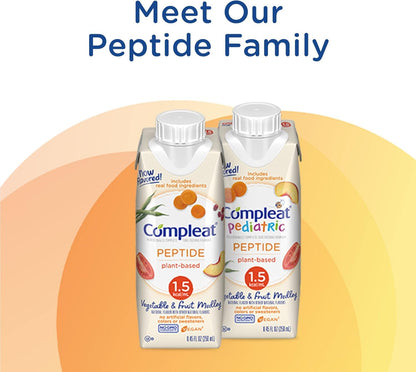 Side view of non GMO allergen free peptide feeding formula case detailing nutritional values