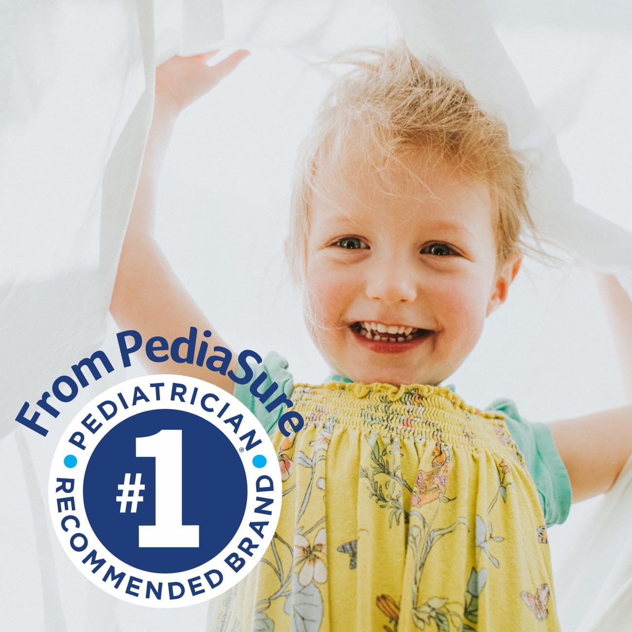 Clear product shot highlighting the vanilla flavor icon on the PediaSure bottle.