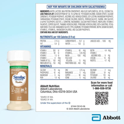 Similac Advance Cholov Yisroel baby formula packaging showing ingredients and nutrition labels
