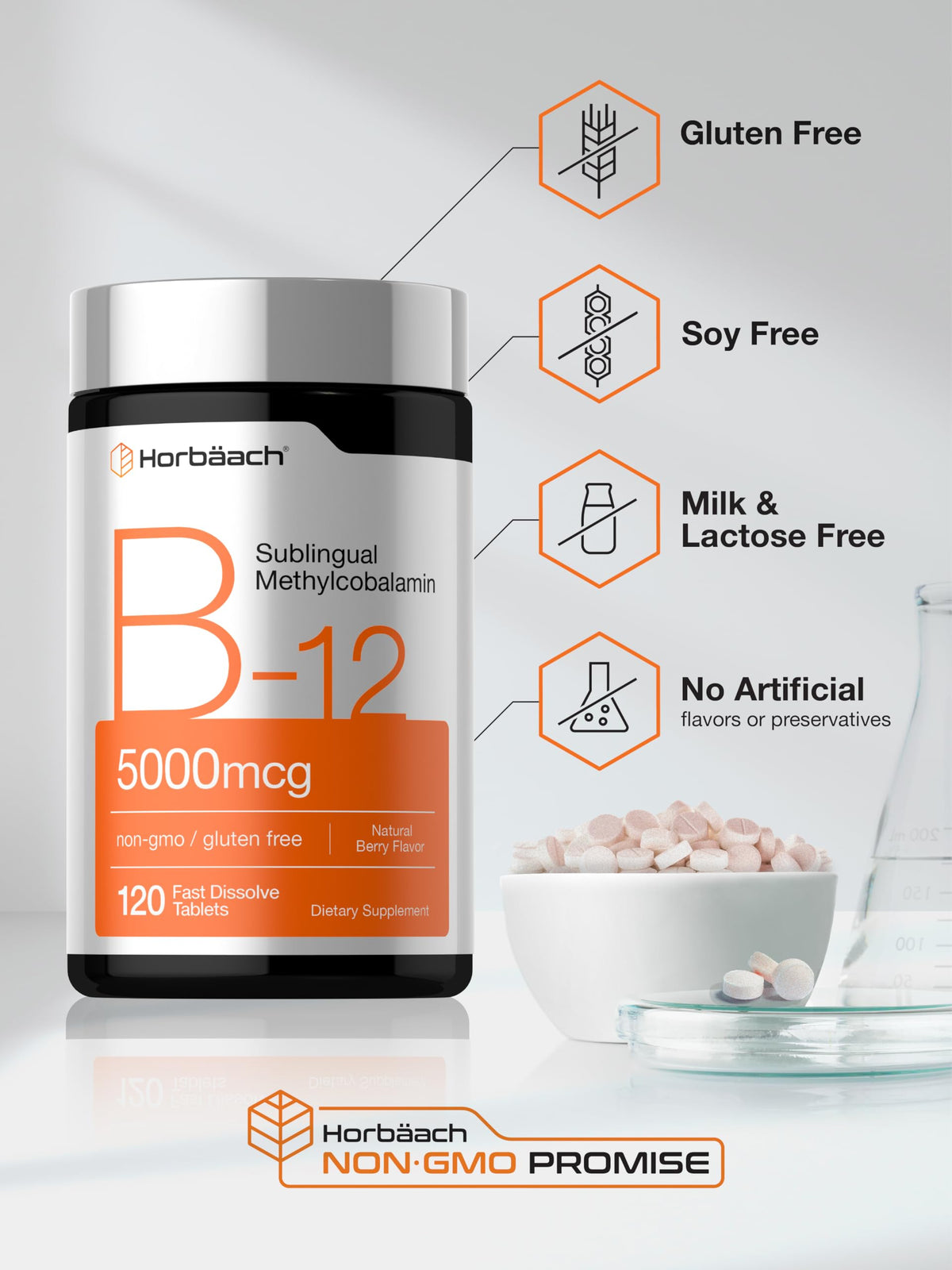 Horbäach USA imported Vitamin B-12 daily dietary supplements for energy support
