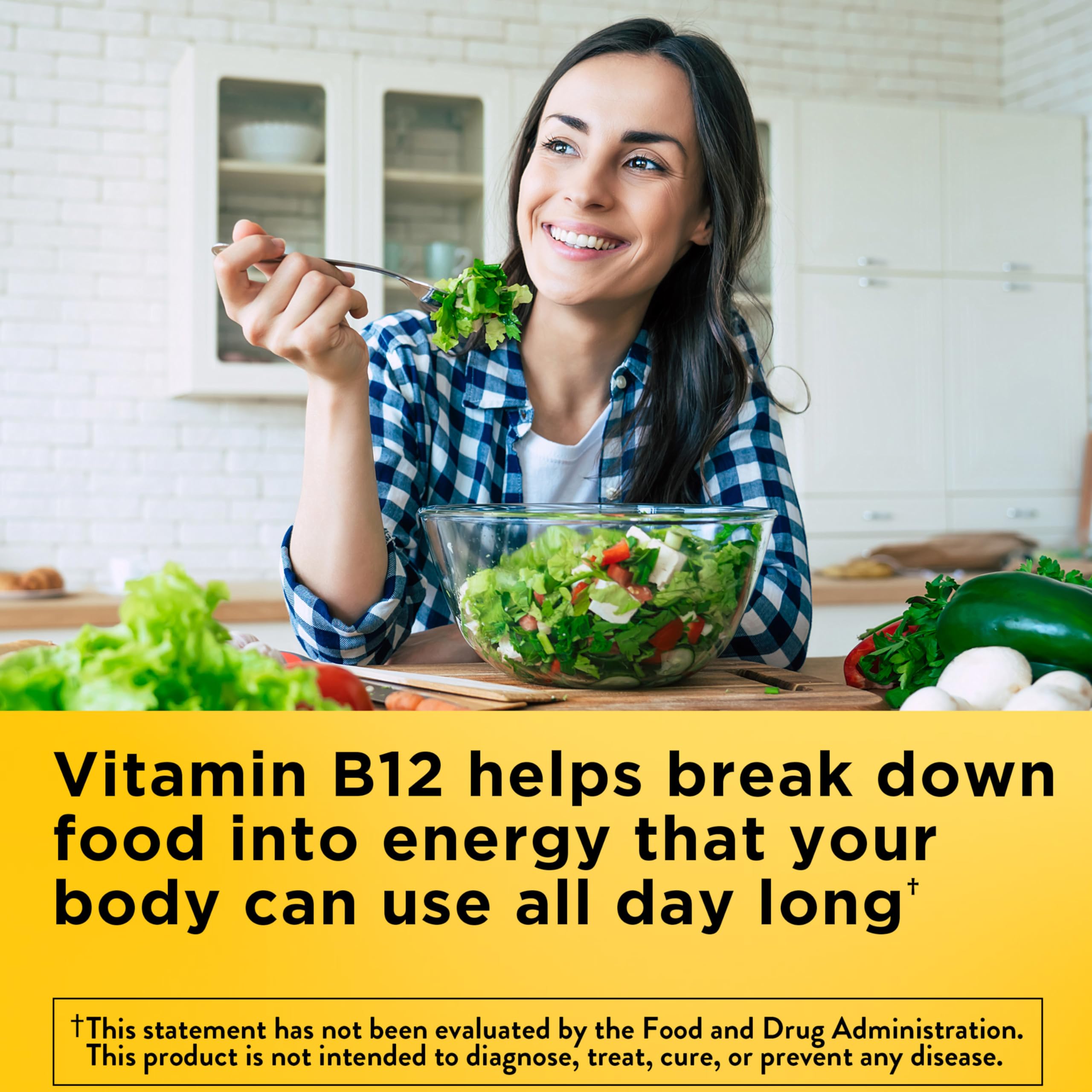 Nature Made Vitamin B12 60 softgels high potency dietary supplement nutrition facts label