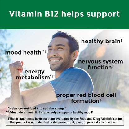 Authentic imported Nature Made B12 cellular energy vitamins showing clear softgel size