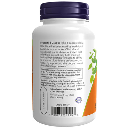 Authentic Now Foods Milk Thistle supplement container showing ingredients panel