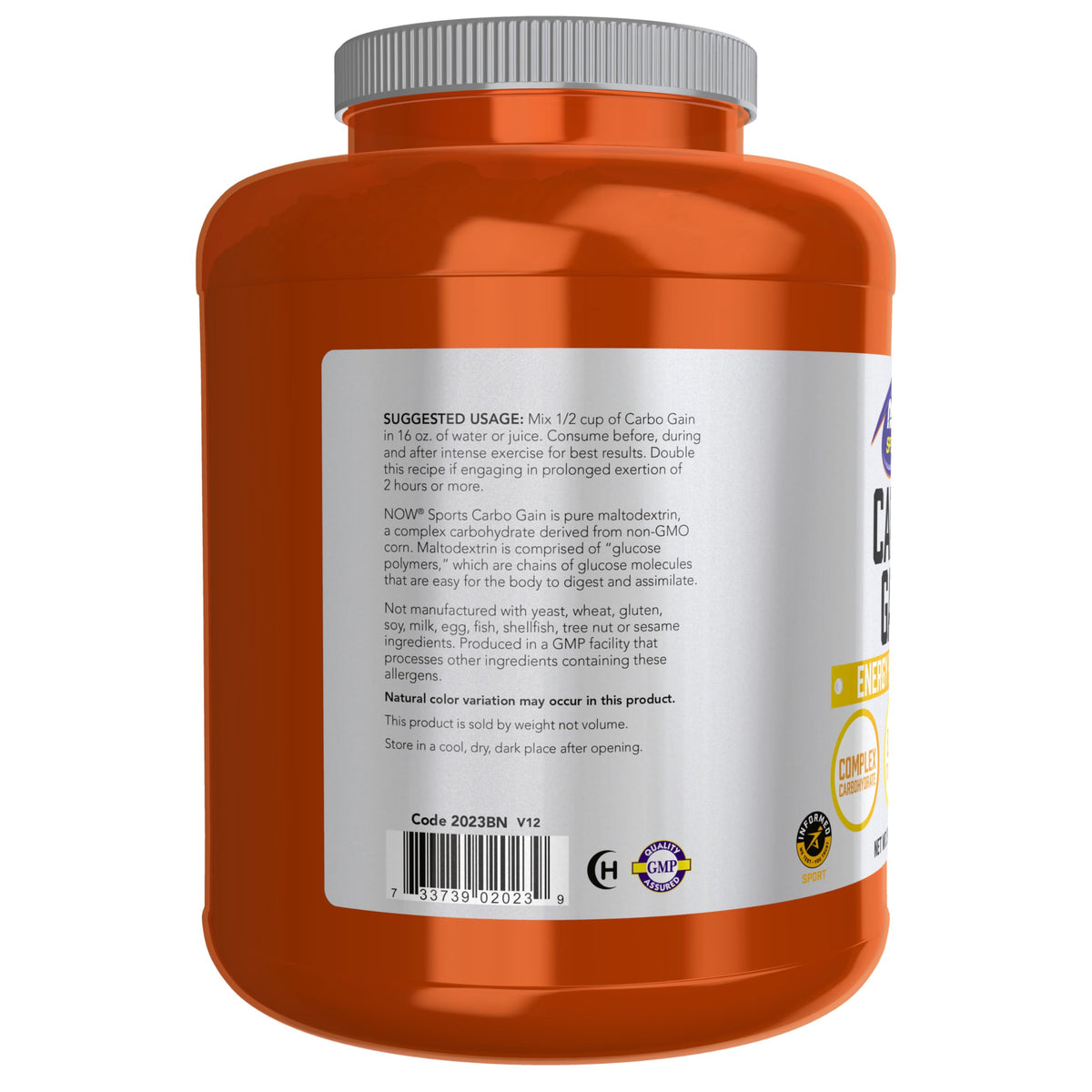Side view of the 8 pound energy powder tub illustrating consumer safety features.