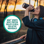 NOW Sports clean unflavored protein powder blended into a morning wellness smoothie