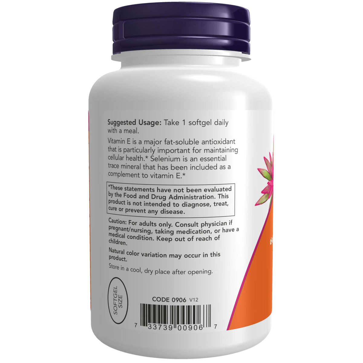 NOW Foods antioxidant softgels nutritional facts panel