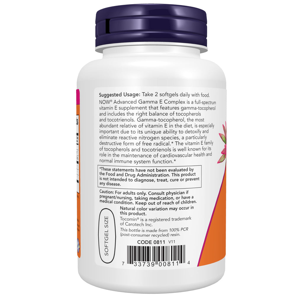 Now Foods Advanced Gamma E Complex ingredient and dosage details