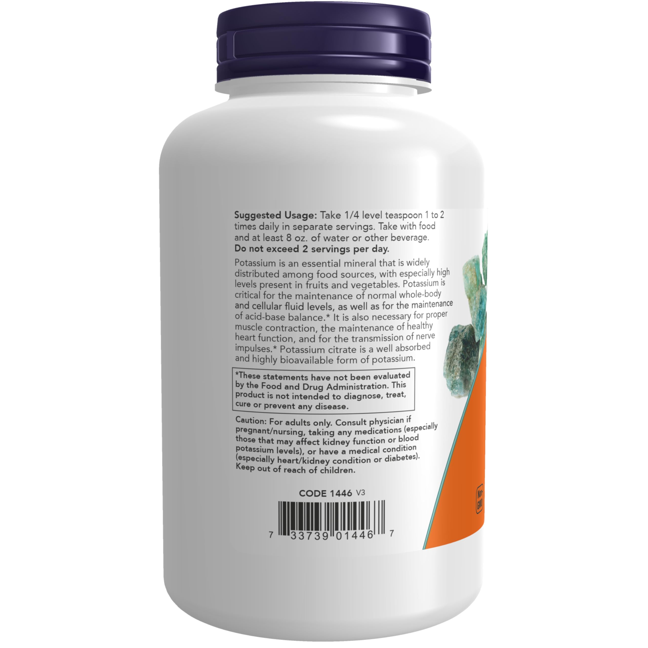 Unflavored pure potassium powder showing fine texture for easy mixing in beverages
