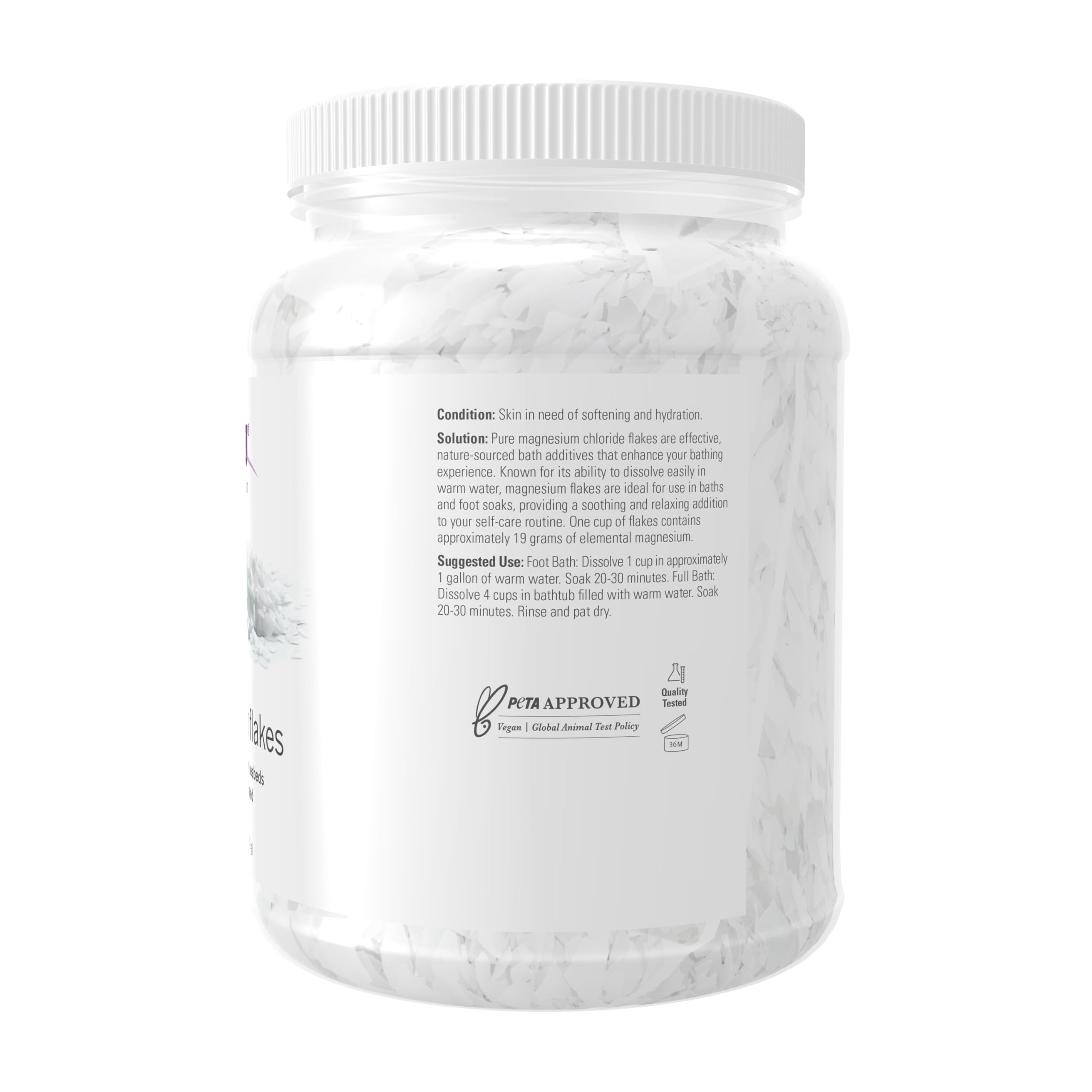 NOW Foods Pure Magnesium Flakes highly concentrated bath soak packaging details and ingredient label