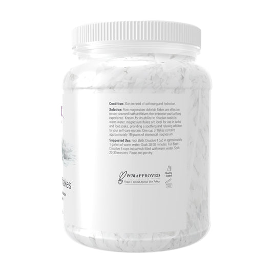 NOW Foods Pure Magnesium Flakes highly concentrated bath soak packaging details and ingredient label
