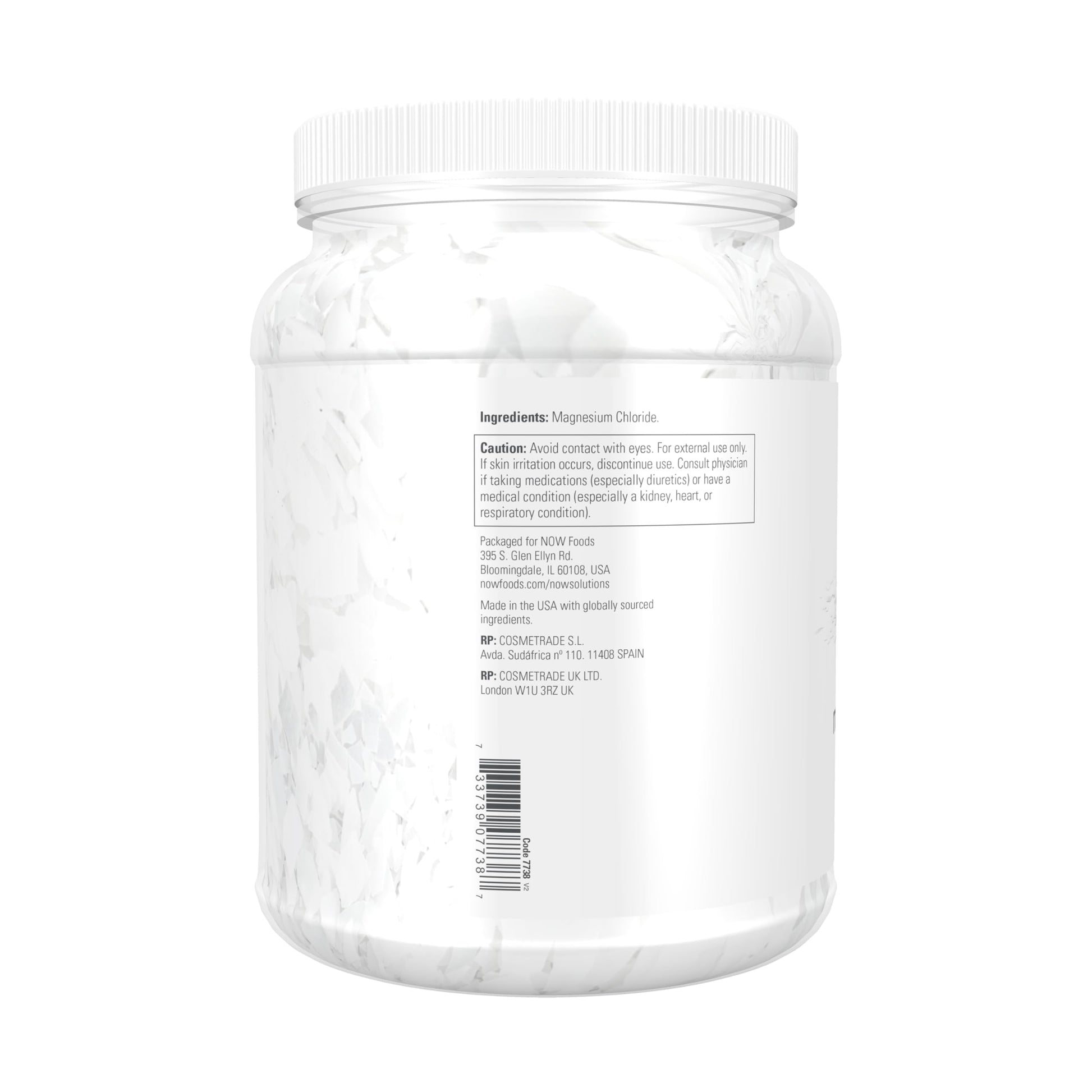 NOW Foods Solutions Magnesium Flakes 100 percent pure mineral crystals pour close up