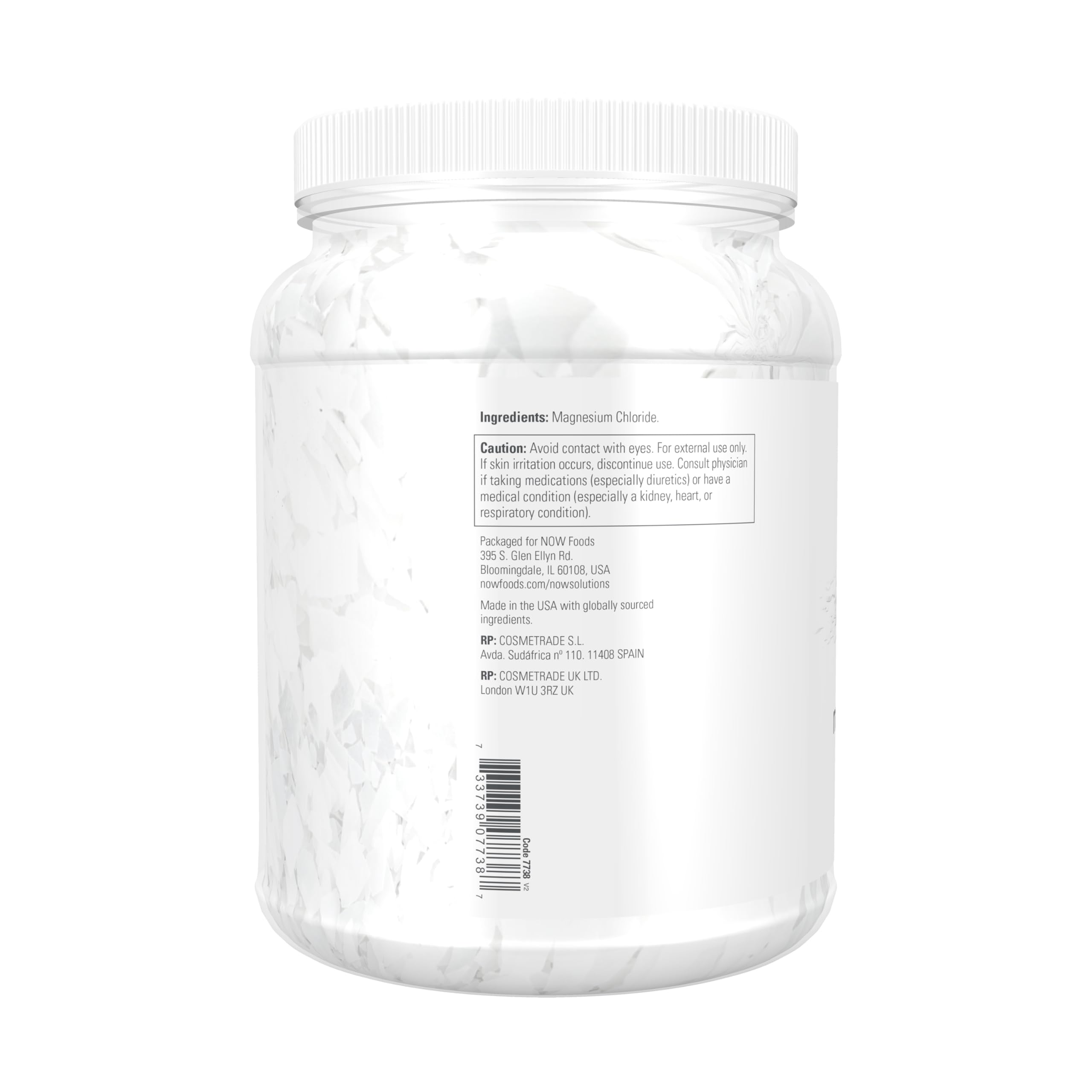 NOW Foods Solutions Magnesium Flakes 100 percent pure mineral crystals pour close up