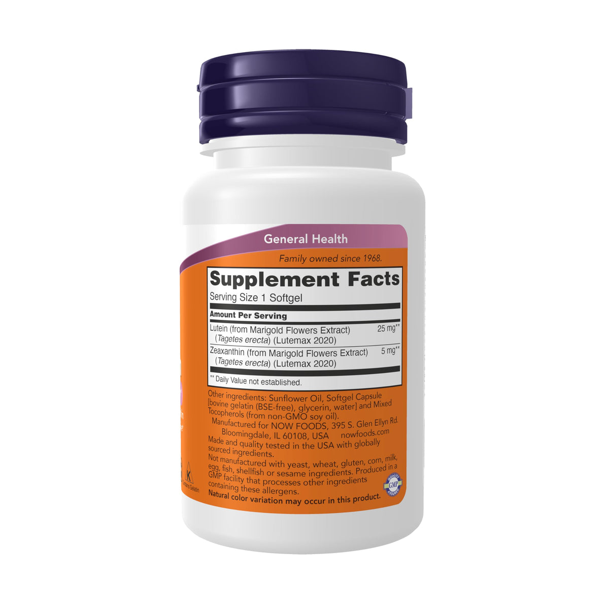 Now Foods Lutein And Zeaxanthin Supplement Facts Label