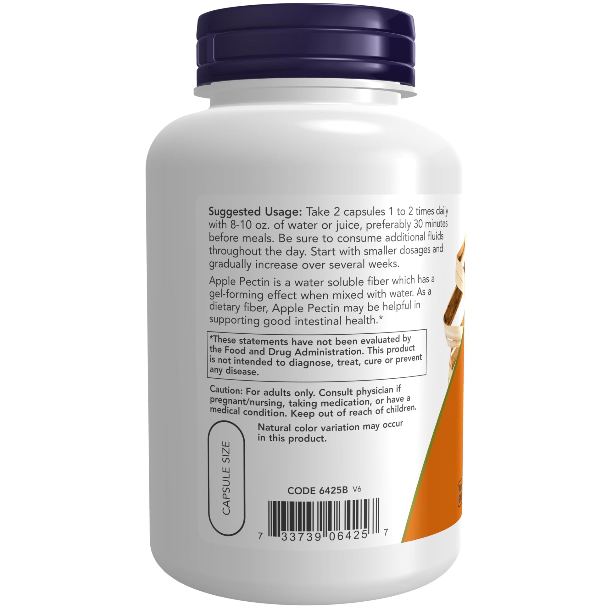 Water soluble apple pectin vegetarian capsules for promoting regular bowel movements.