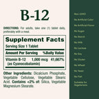 Nature's Bounty Vitamin B12 ingredient list and certification details