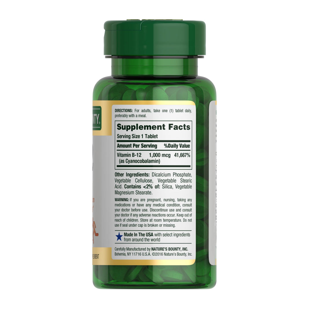 Nature's Bounty Vitamin B12 bottle cap and safety seal