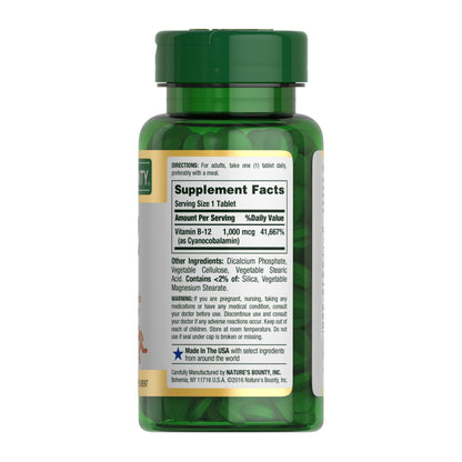 Nature's Bounty non-GMO gluten free supplement warning label and dosage