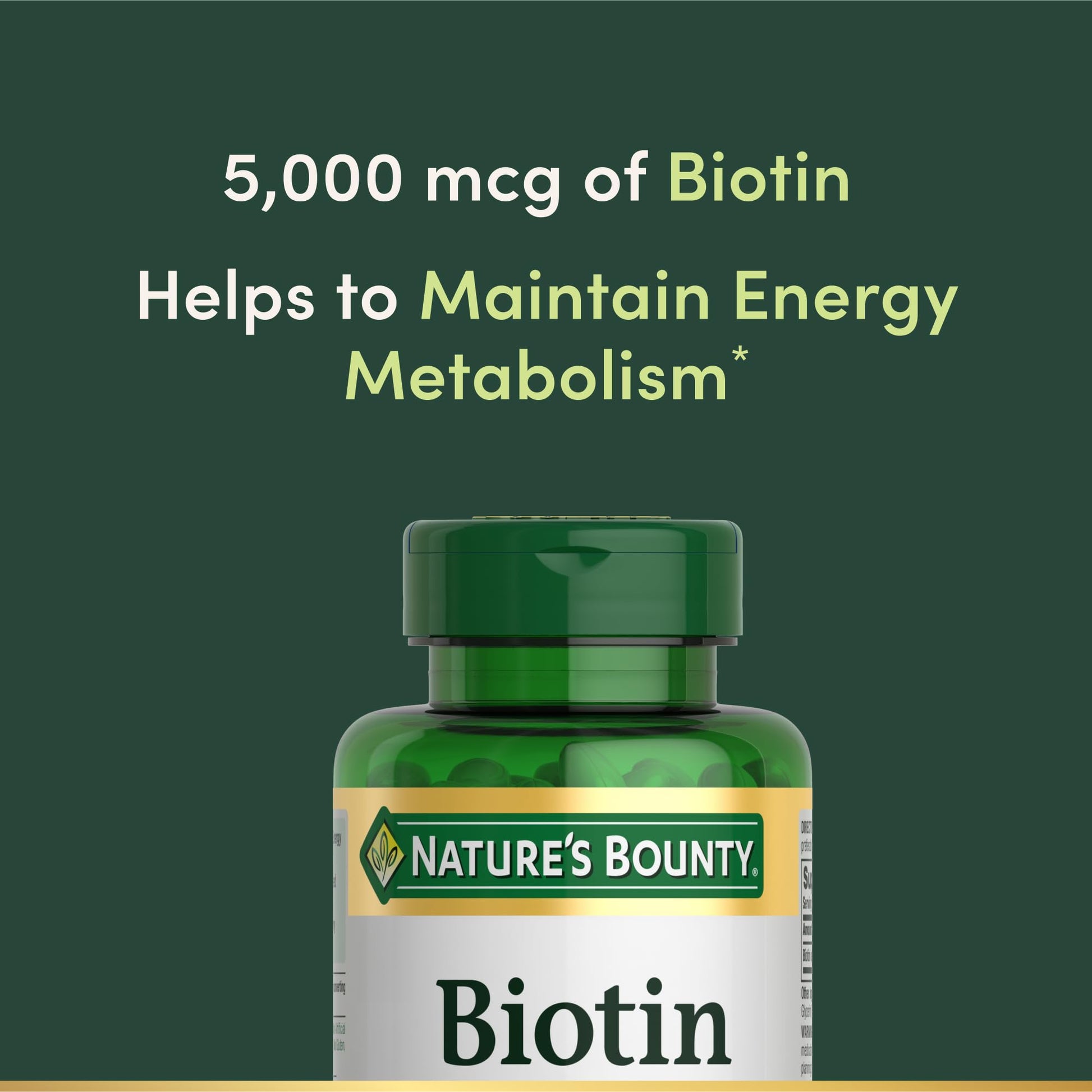 Imported Nature's Bounty Biotin rapid release softgels for cellular energy