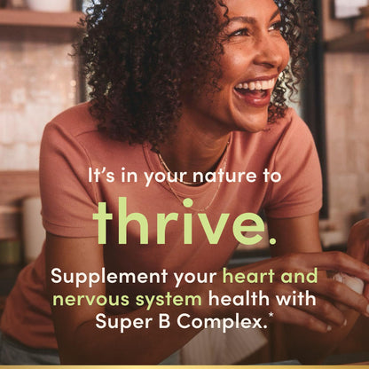 Authentic USA imported Nature's Bounty Super B Complex bottle displaying the 150 coated tablets count