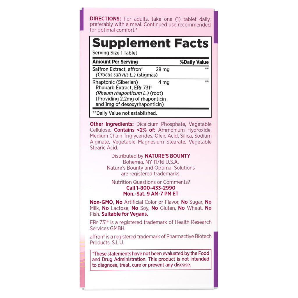 Unboxed view of Nature's Bounty menopause relief tablets in 30 count size