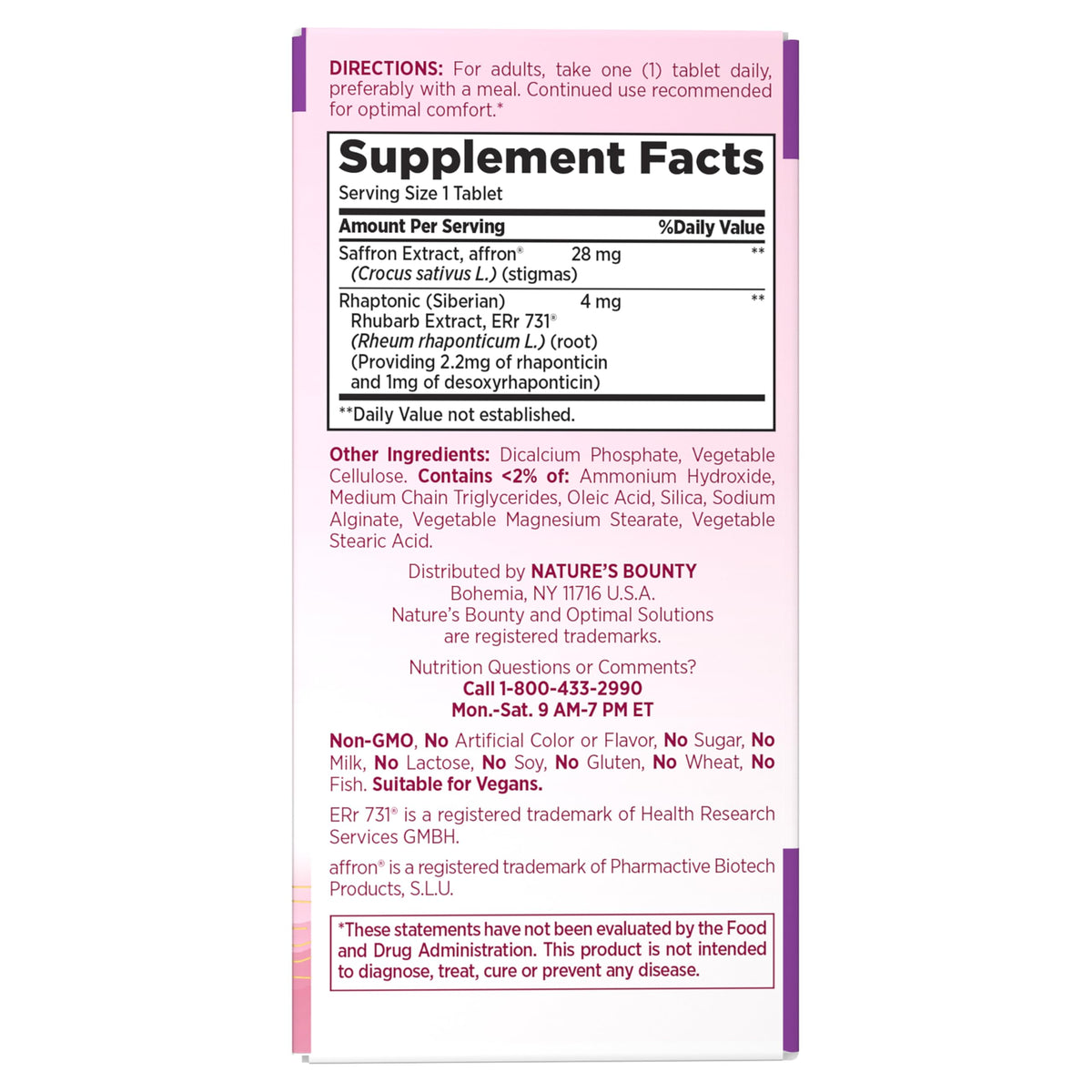 Unboxed view of Nature's Bounty menopause relief tablets in 30 count size