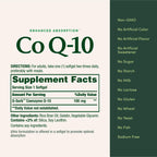 Nature's Bounty 100mg CoQ-10 supplement bottle back ingredient details