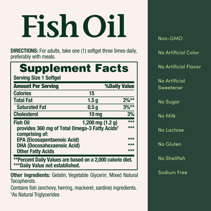 Nature's Bounty Fish Oil twin pack box highlighting USA imported quality verification