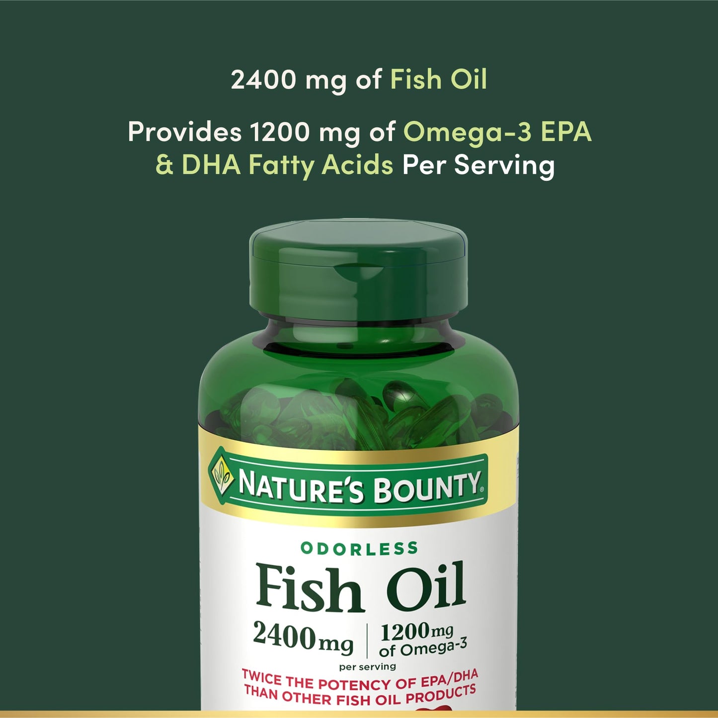 Close-up of the enteric coated odorless fish oil softgels highlighting the clear golden liquid purity.