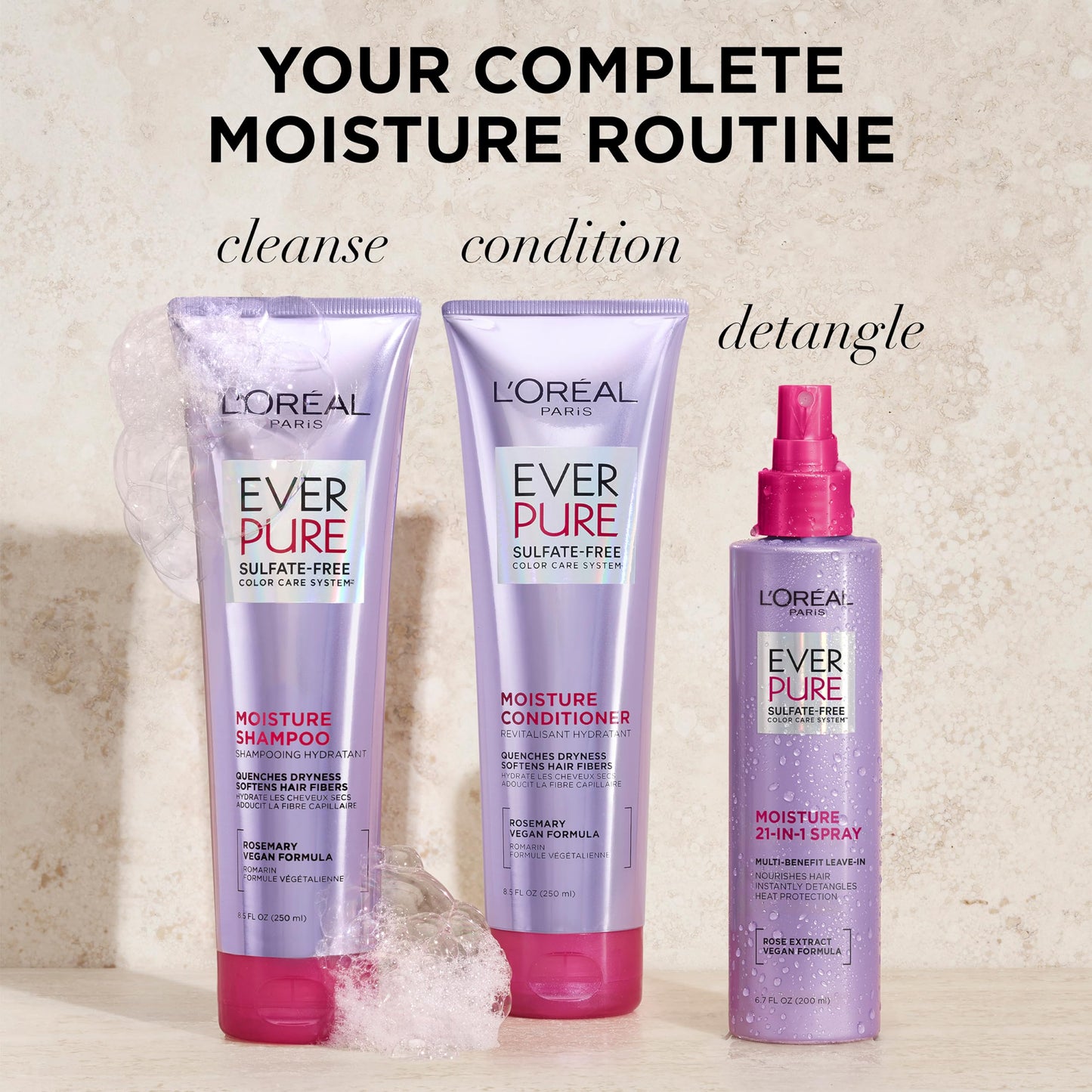 L'Oreal Paris EverPure sulfate free shampoo and conditioner twin pack for dry hair.
