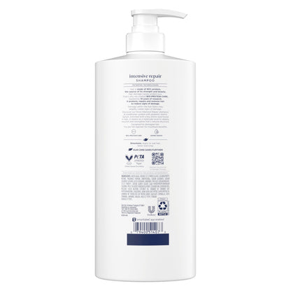 Close up of the pump dispenser on the Dove Bio Protein Care shampoo bottle.
