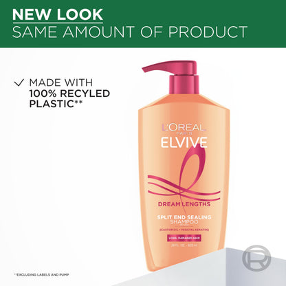 Close up of the texture of L'Oreal Elvive paraben free creamy shampoo formulation