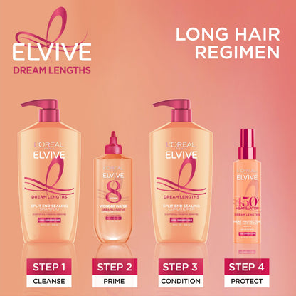 L'Oreal Paris Elvive hair repair shampoo and conditioner set on a white background