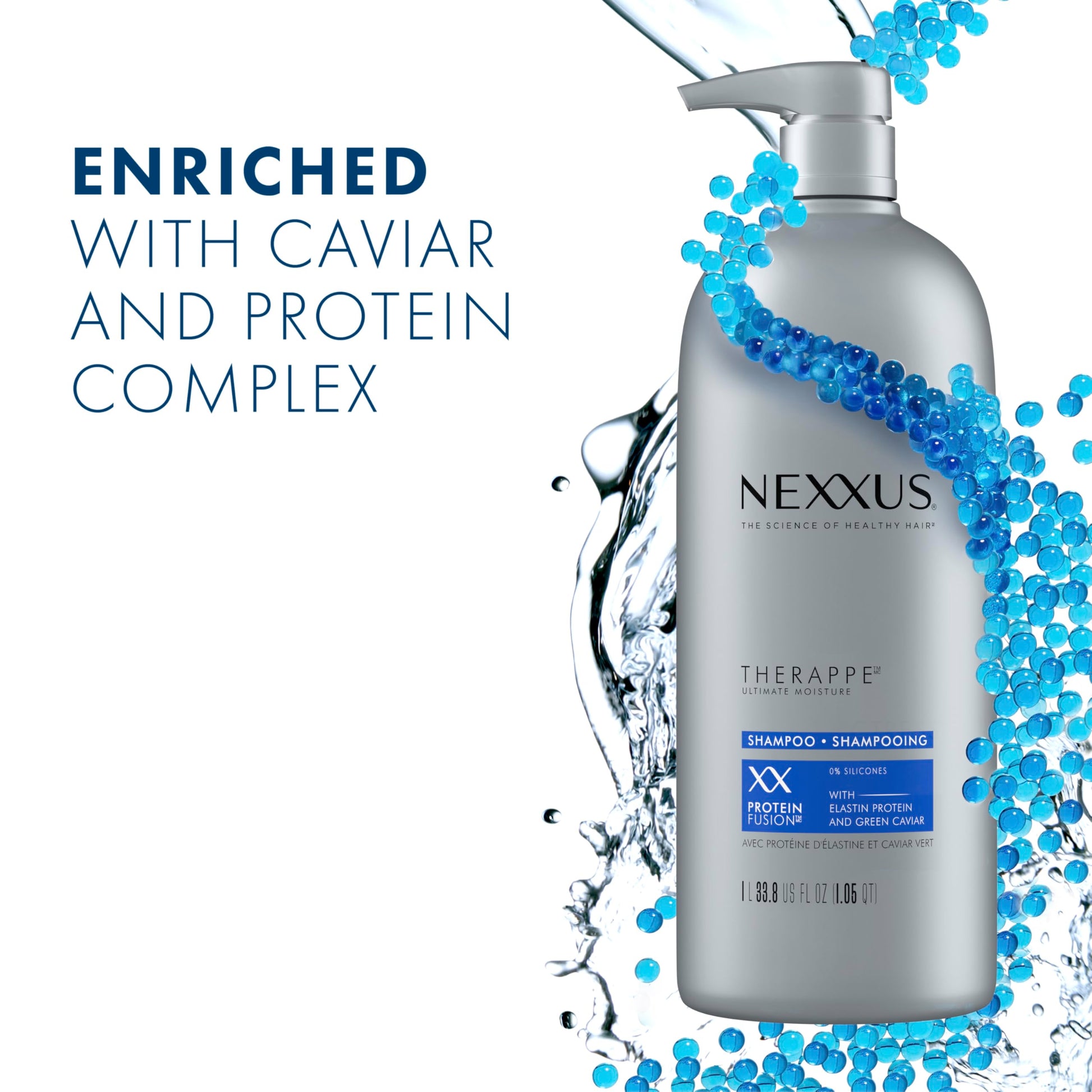 Nexxus silicone free shampoo and protein conditioner set close up view