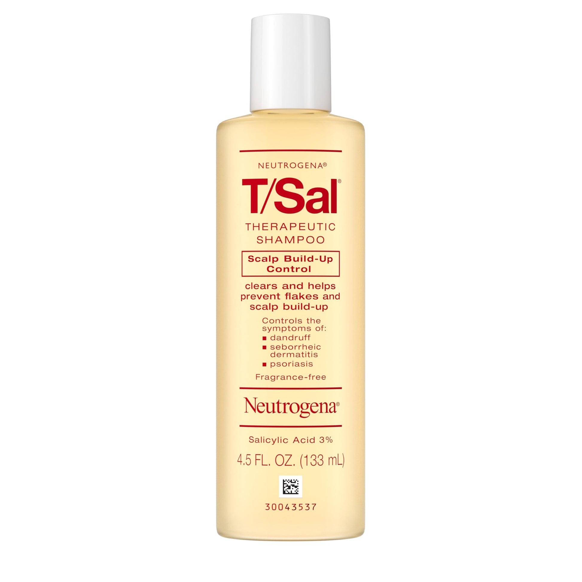 Clear packaging view of Neutrogena therapeutic scalp build up control shampoo for psoriasis relief