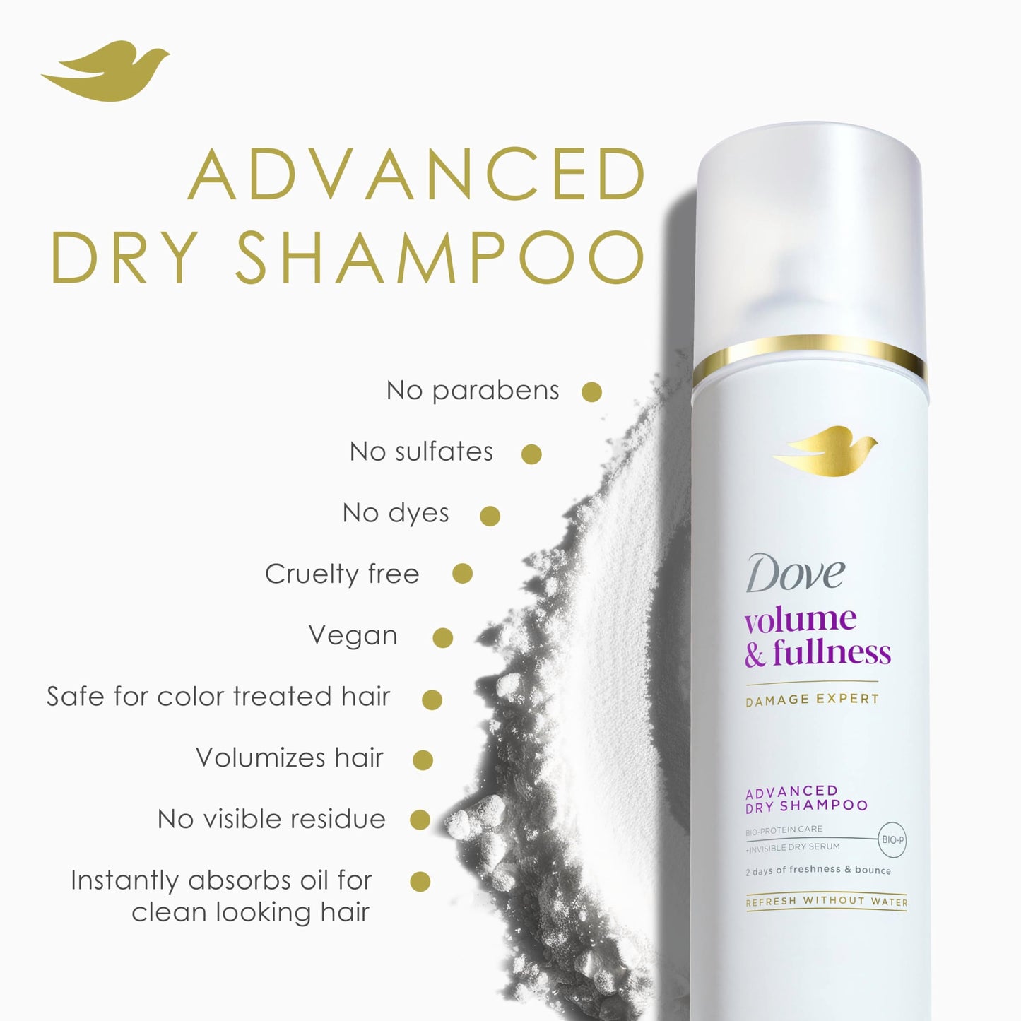 USA imported Dove dry shampoo twin pack back label instructions