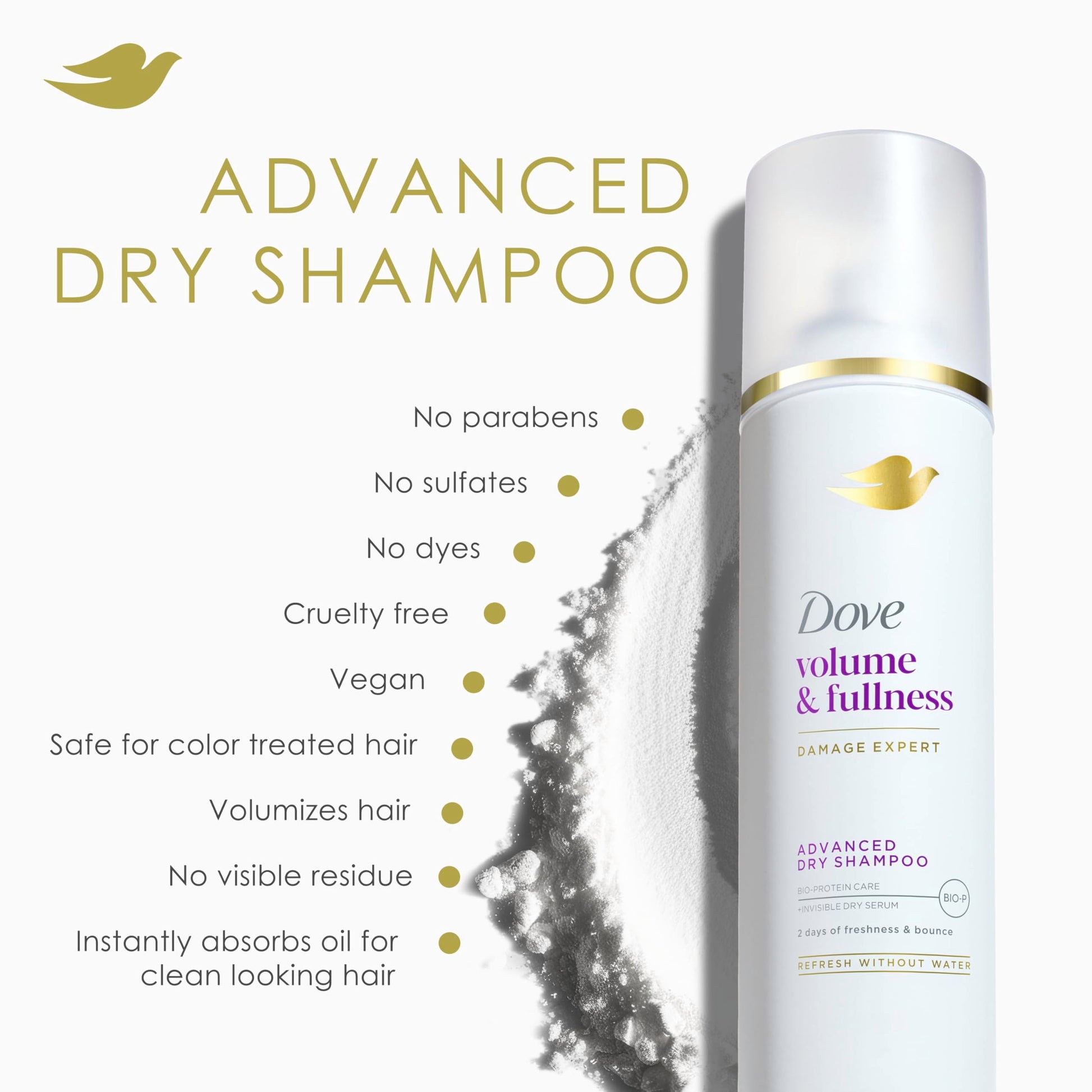 USA imported Dove dry shampoo twin pack back label instructions