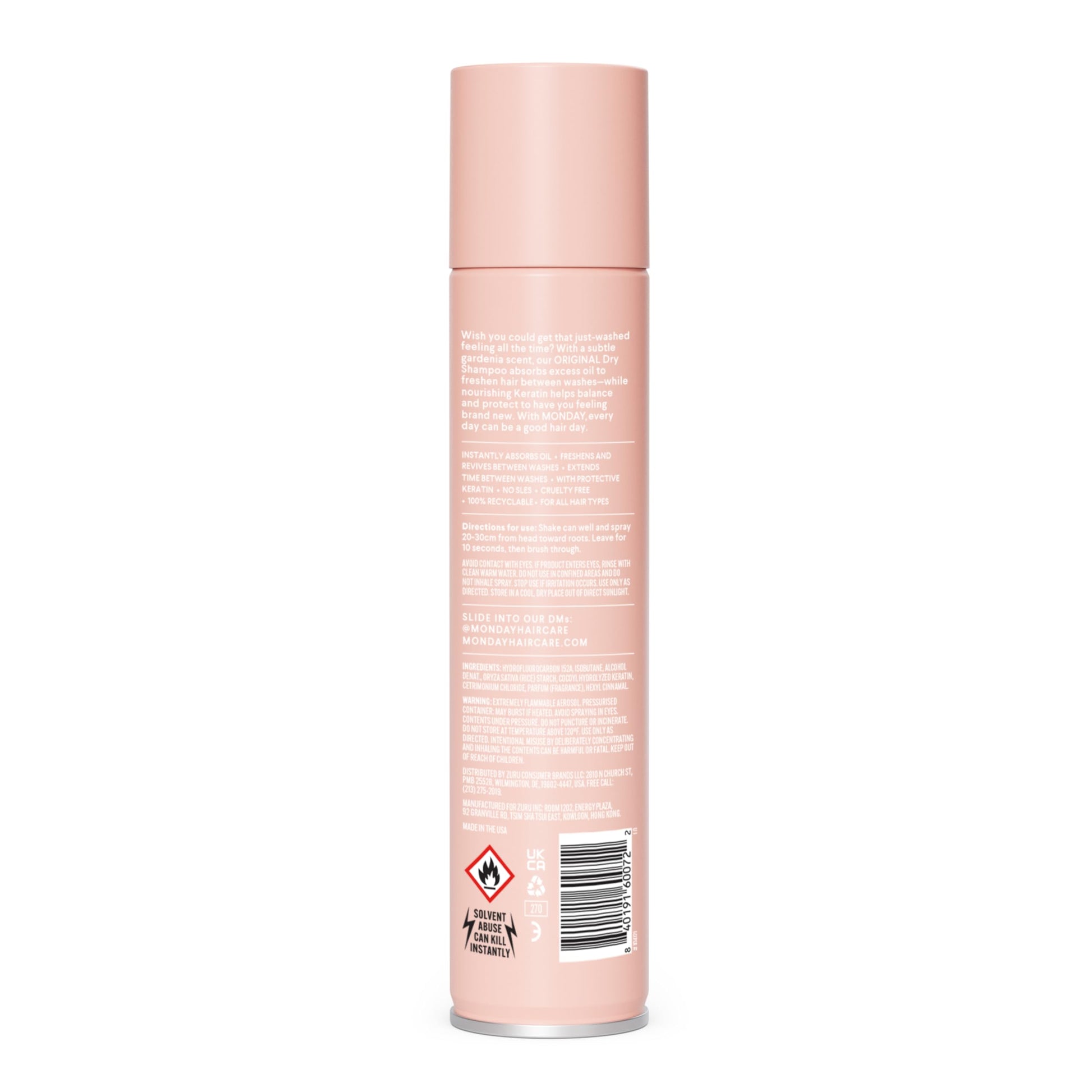 Monday Haircare dry shampoo keratin formula branding