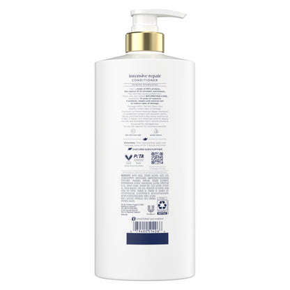 Close up of Dove Intensive Repair Conditioner bottle