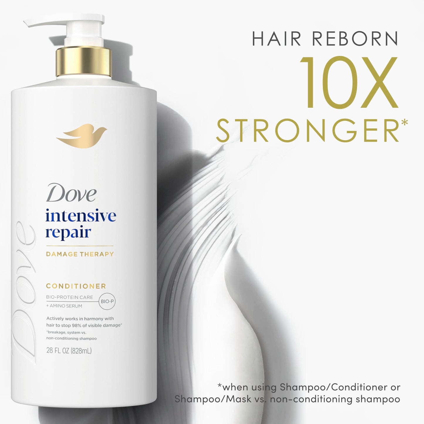 Side profile of Dove Intensive Repair Conditioner bottle