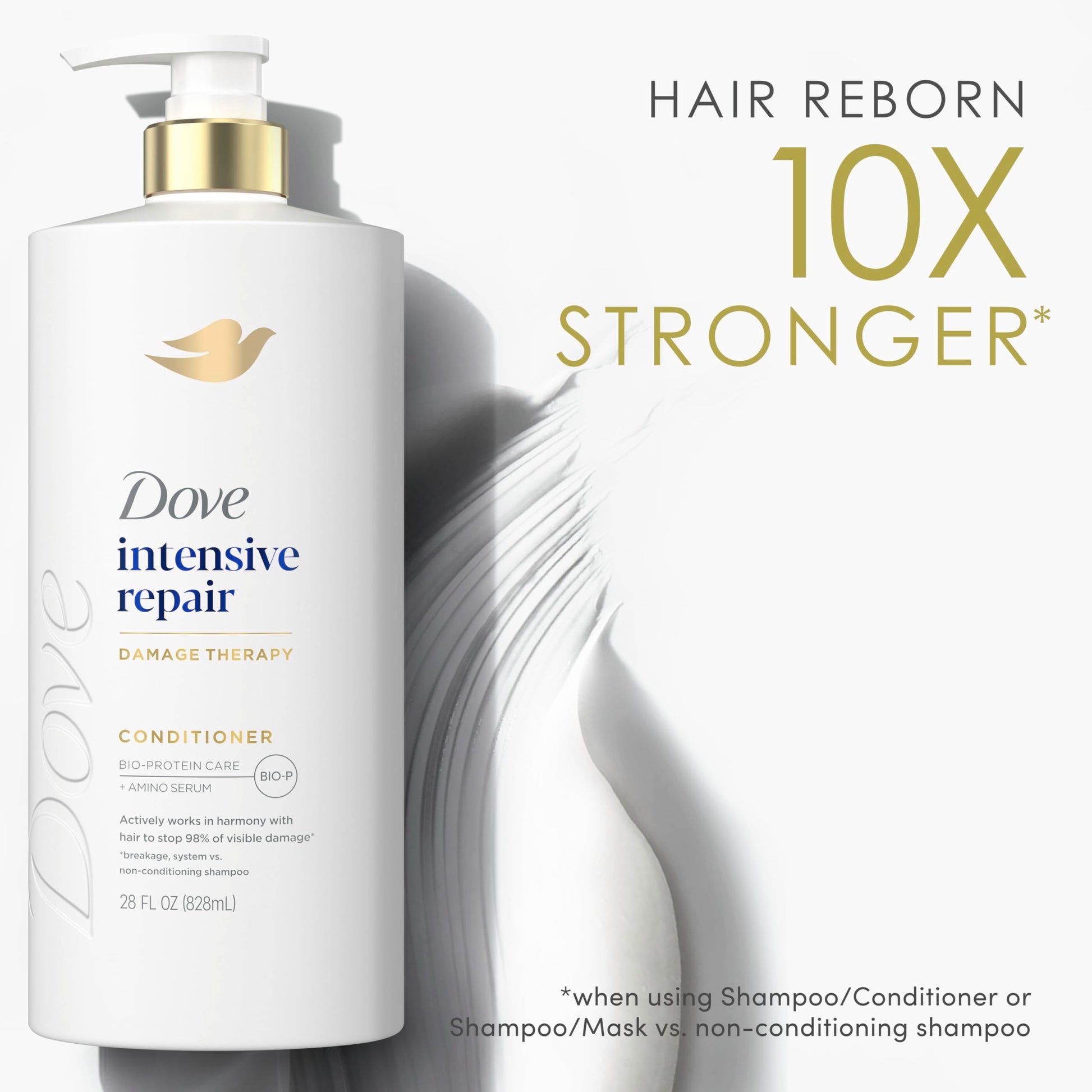 Side profile of Dove Intensive Repair Conditioner bottle