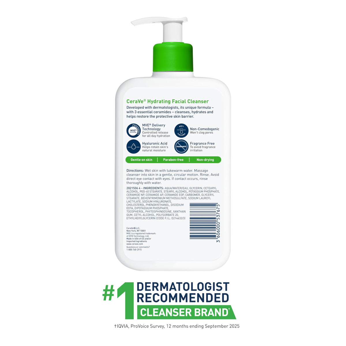CeraVe Hydrating Facial Cleanser bottle size comparison
