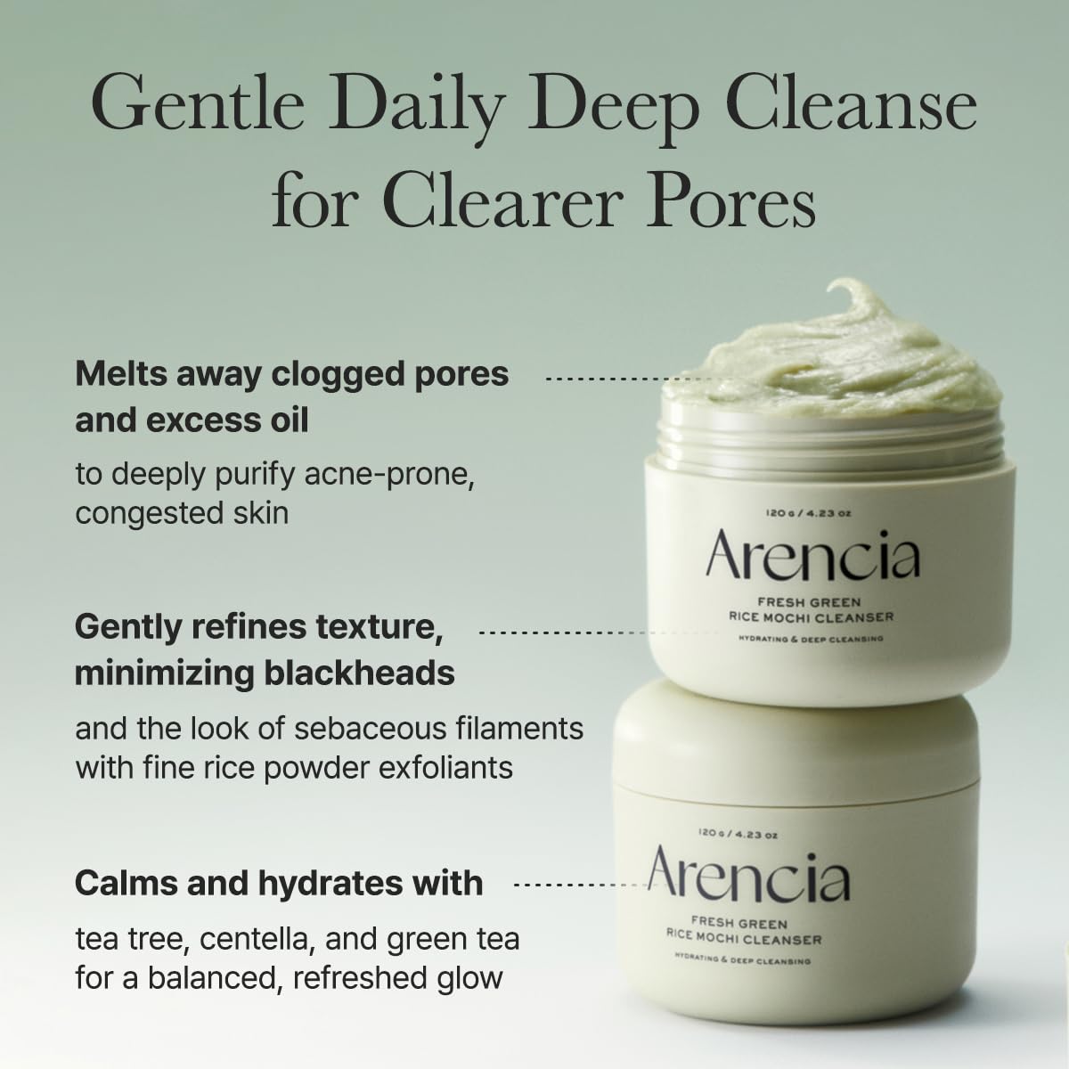 Arencia Green Rice Mochi Cleanser 120 grams container