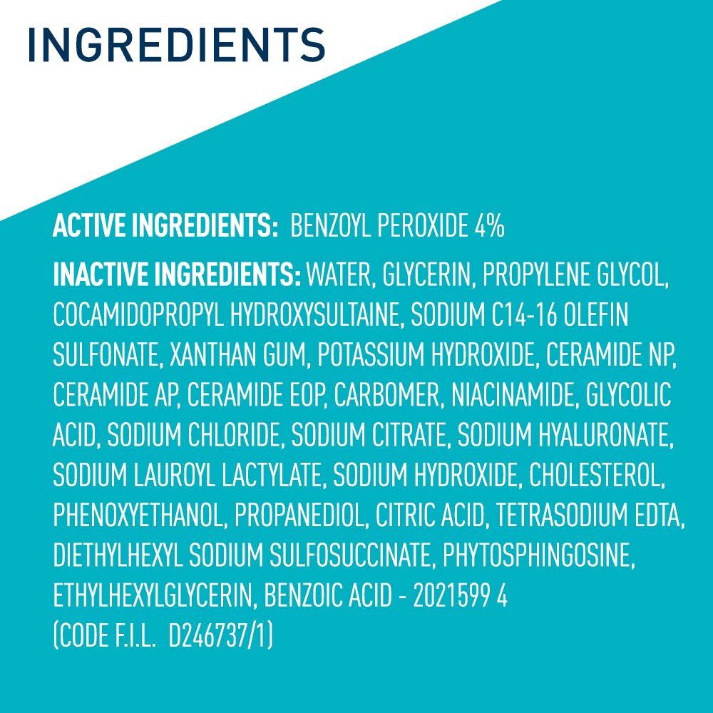 CeraVe blemish treatment cleanser ingredient highlights
