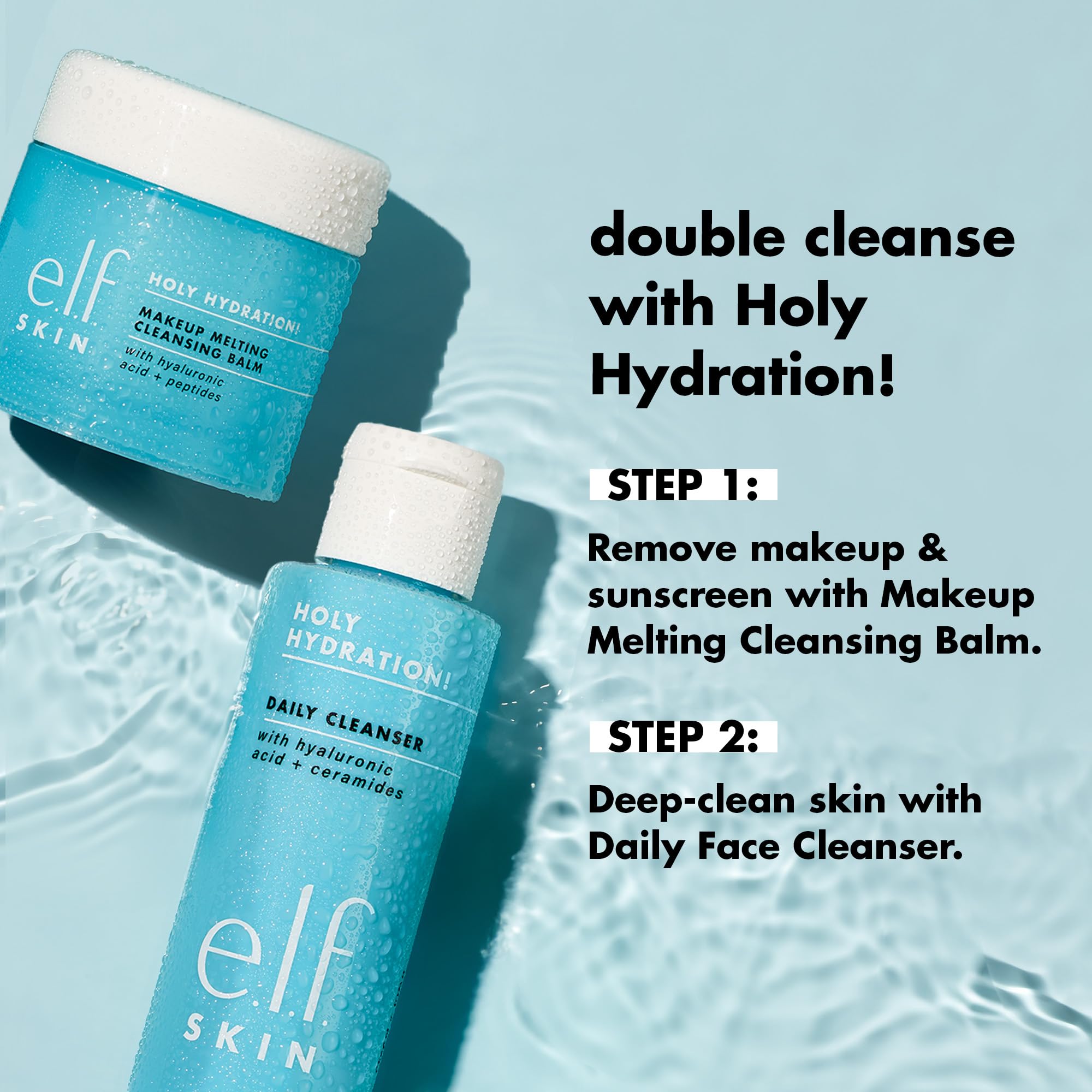 Hyaluronic acid and ceramide infused daily cleanser packaging text