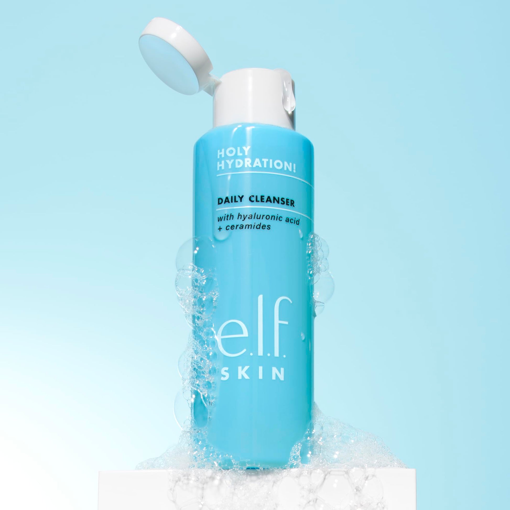 Vegan and cruelty free e.l.f. skincare foaming gel formula back view
